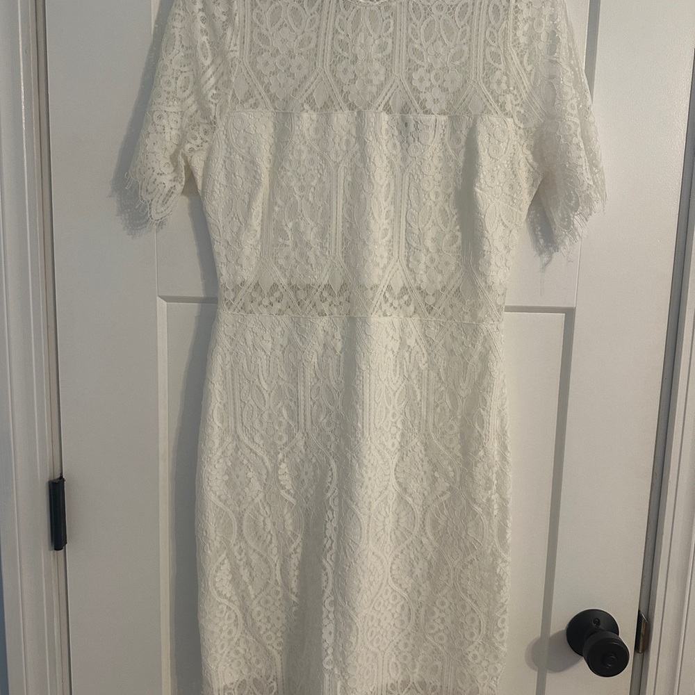 Lulu's White Tiered Sheath Midi Dress